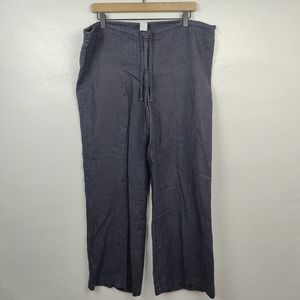 CP Shades Linen Pants Womens Medium Black Relaxed Fit Drawstring Waist Bohemian